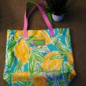 Lily Pulitzer X Estee Lauder multicolor tote